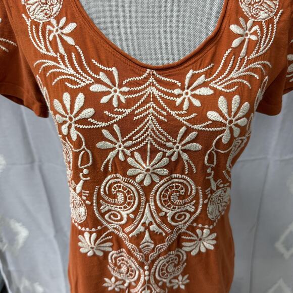 Johnny Was Los Angeles Shirt Womens Medium Embroidered Boho Floral festival fall - Picture 2 of 9